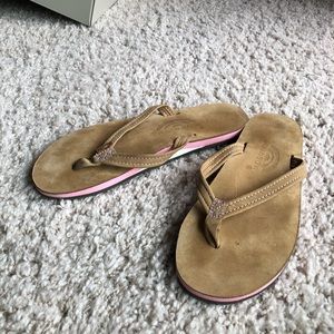 Rainbow sandals / flip flops with pink